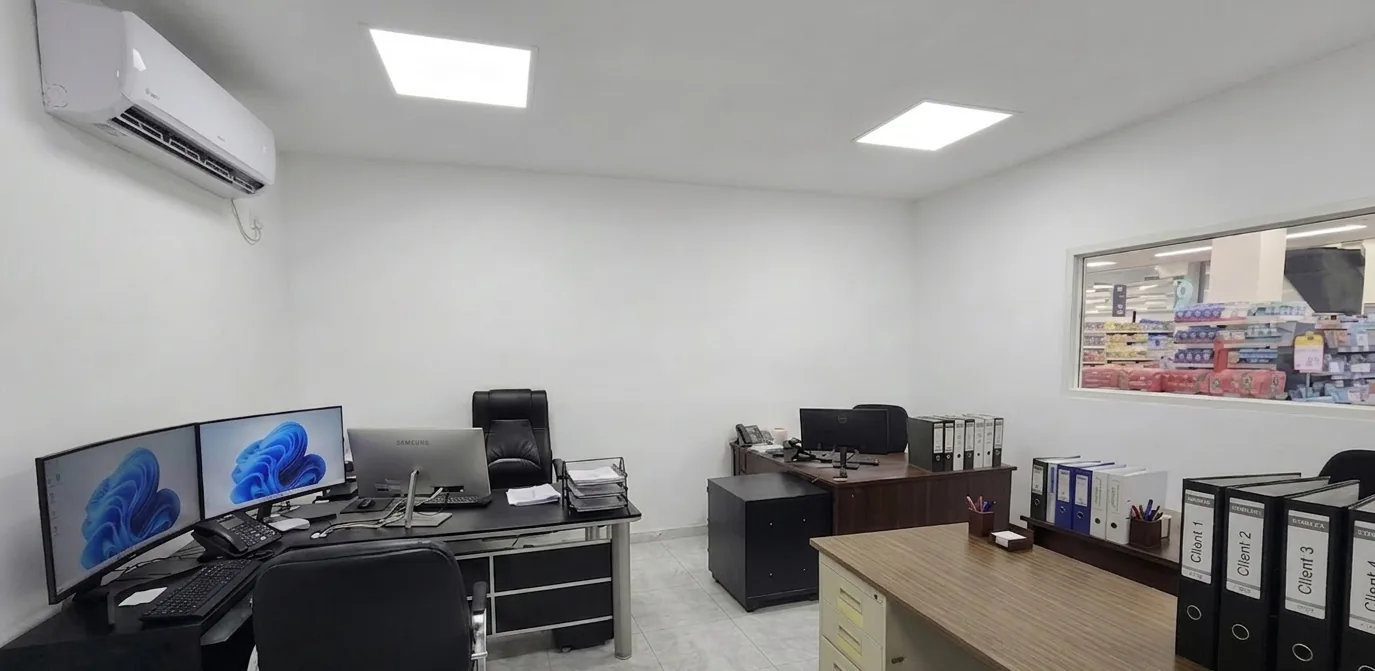 Renovated admin office with new LED panels, split AC and internal window